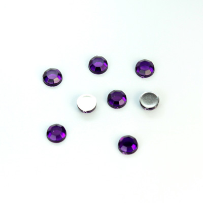 Plastic Flat Back Foiled Rose Cut Rhinestone - Round 05MM (21ss)  AMETHYST