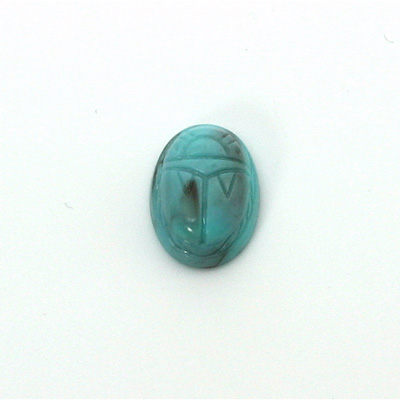 German Plastic Flat Back Scarab - Oval 14x10MM TURQ MATRIX