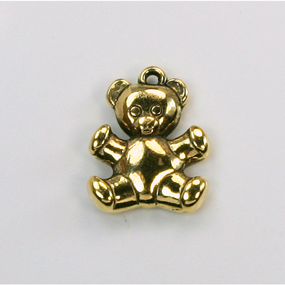 Metalized Plastic Pendant- Teddy Bear 20x16MM ANT GOLD