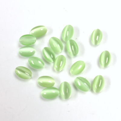 Fiber-Optic Cabochon - Oval 06x4MM CAT'S EYE LT GREEN