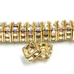 Czech Rhinestone Rondelle - Square 06MM CRYSTAL AB-GOLD