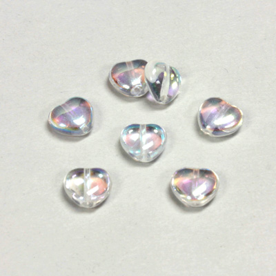 Czech Pressed Glass Bead - Smooth Heart 08x8MM CRYSTAL AB