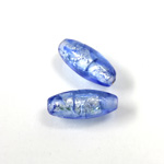 Glass Lampwork Bead - Oval Smooth 20x10MM SAPPHIRE with FOIL 92500