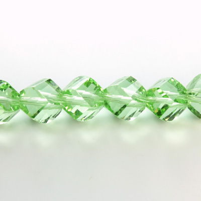 Indian Cut Crystal Bead - Helix Twisted 10MM PERIDOT