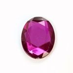 Plastic Flat Back Foiled Rose Cut Rhinestone - Oval 30x22MM FUCHSIA