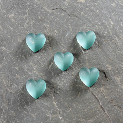 Glass Cabochon - Heart 08MM MATTE PERIDOT Foiled