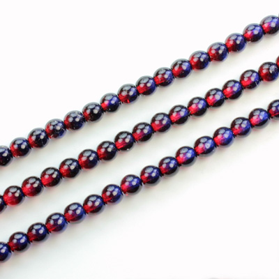 Czech Pressed Glass Bead - Smooth 2-Tone Round 04MM COATED GARNET-PURPLE 69018