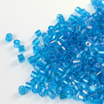 Czech Glass Seed Bead - 2 Cut Hex 10/0 AQUA AB 61150