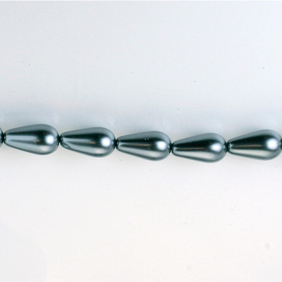 Czech Glass Pearl Bead - Pear 09x6MM DARK GREY 70445