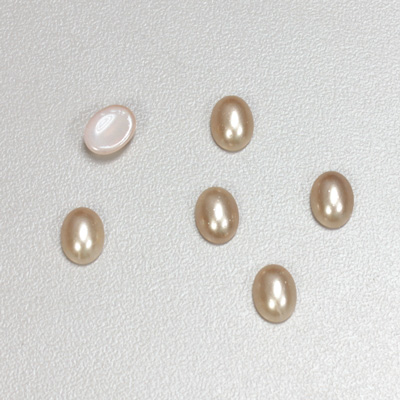 Glass Medium Dome Cabochon Pearl Spray Finish - Oval 08x6MM DARK ROSE