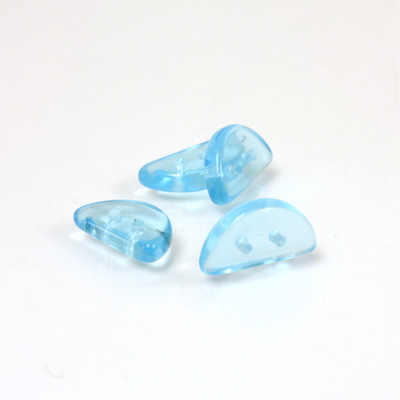 Czech Pressed Glass Bead - Half-Circle Rondelle 13x6MM AQUA