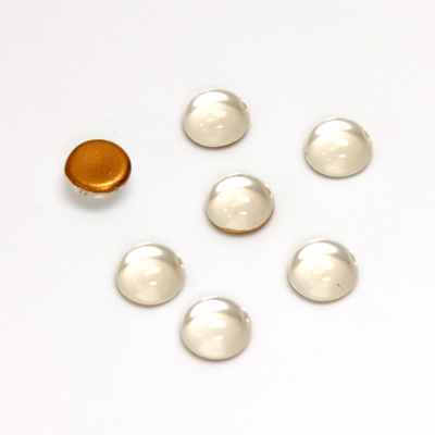 Glass Medium Dome Foiled Cabochon - Round 07MM CRYSTAL