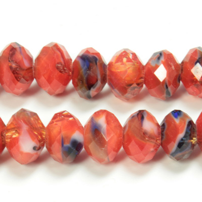 Chinese Cut Crystal Millefiori Bead - Rondelle 08x10MM RED