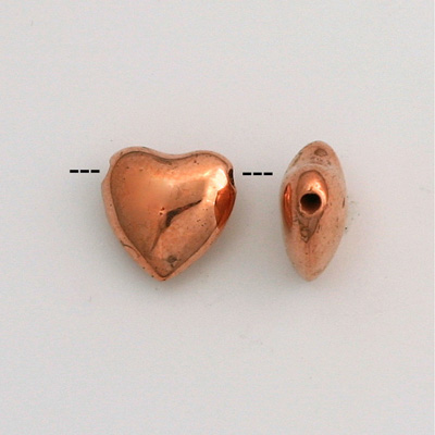 Metalized Plastic Smooth Bead - Heart 12MM COPPER