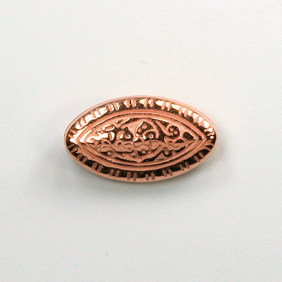 Metalized Plastic Engraved Bead - Fancy Oval 20x12MM COPPER