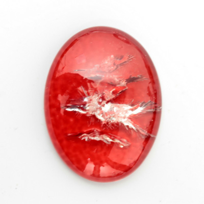 Plastic Flat Back Cabochon - Cracked Effect Oval 40x30MM RED