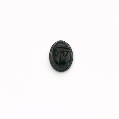 German Plastic Flat Back Scarab - Oval 10x8MM JET