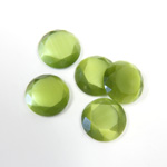Fiber-Optic Flat Back Stone with Faceted Top and Table - Round 11MM CAT'S EYE OLIVE