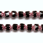 Czech Glass Fire Polished Bead - Cathedral 06MM JET CRANBERRY