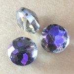 Chinese Cut Crystal Bead Side Drilled Coin - Round 14MM CRYSTAL HELIO PURPLE COAT