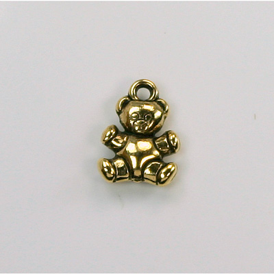 Metalized Plastic Pendant- Teddy Bear 15x11MM ANT GOLD