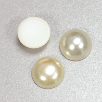 Plastic Medium Dome Pearl Cabochon - Round 18MM CREME