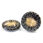 Glass Flat Back Engraved Button Top - Round 22.5MM GOLD ON JET