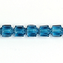 Czech Glass Fire Polish Bead - Cathedral Cut 07x6MM DARK AQUA COATED on CRYSTAL