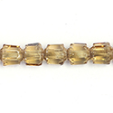 Czech Glass Fire Polish Bead - Cathedral Cut 07x6MM LT TOPAZ COATED on CRYSTAL