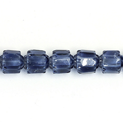 Czech Glass Fire Polish Bead - Cathedral Cut 07x6MM MONTANA COATED on CRYSTAL