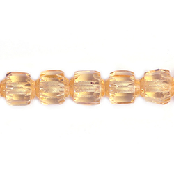 Czech Glass Fire Polish Bead - Cathedral Cut 07x6MM ORANGE COATED on CRYSTAL