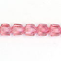 Czech Glass Fire Polish Bead - Cathedral Cut 07x6MM ROSE COATED on CRYSTAL