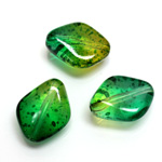 Plastic Bead - Two Tone Speckle Color Flat Diamond 20x16MM GREEN YELLOW