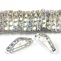 Czech Rhinestone Rondelle Triangle 22x8MM CRYSTAL AB-SILVER