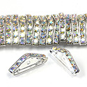 Czech Rhinestone Rondelle Triangle 22x8MM CRYSTAL AB-SILVER