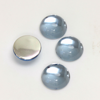 Plastic Flat Back Foiled Cabochon - Round 12MM LT SAPPHIRE