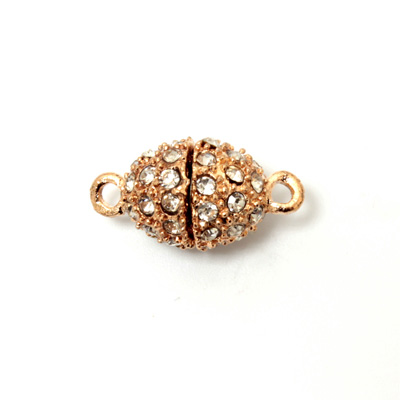 Magnetic Rhinestone Clasp - Oval 14x11MM CRYSTAL ROSE GOLD