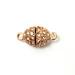 Magnetic Rhinestone Clasp - Oval 14x11MM CRYSTAL ROSE GOLD