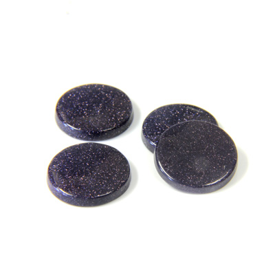 Man-made Gemstone Flat Back Single Bevel Buff Top -  Round 11MM BLUE GOLDSTONE