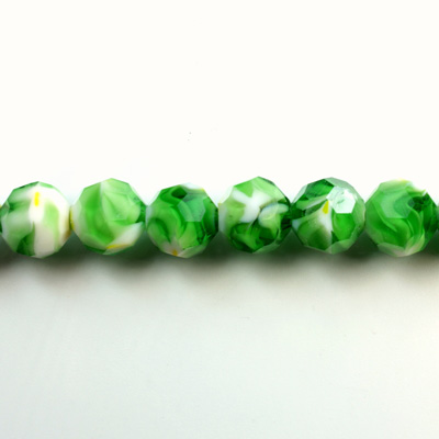 Chinese Cut Crystal Millefiori Bead - Round 10MM GREEN