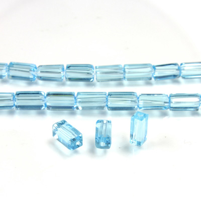 Chinese Cut Crystal Bead - Rectangle 06.5x3.5MM AQUA LUMI COAT