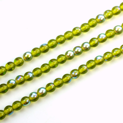 Czech Pressed Glass Bead - Smooth Round 04MM OLIVINE AB