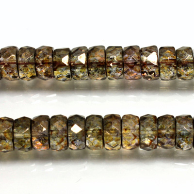 Czech Glass Fire Polished Bead - Rondelle 08x4MM LUMI COAT TAUPE