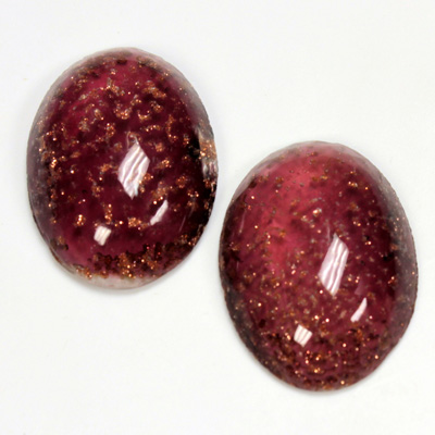 Glass Medium Dome Lampwork Cabochon - Oval 25x18MM GOLD FLECK AMETHYST (05055)