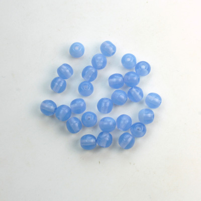 Czech Pressed Glass Bead - Smooth Round 04MM OPAL BLUE