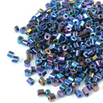 Czech Glass Seed Bead - 2 Cut Hex 10/0 IRIS BLUE 59135