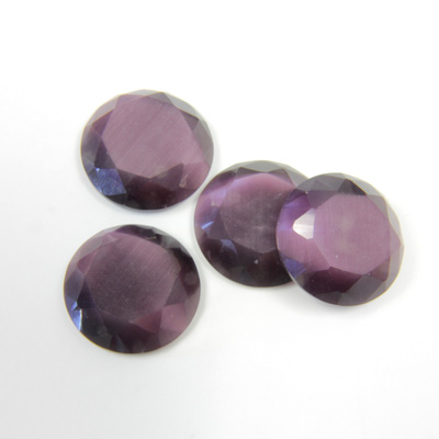 Fiber-Optic Flat Back Stone with Faceted Top and Table - Round 13MM CAT'S EYE PURPLE