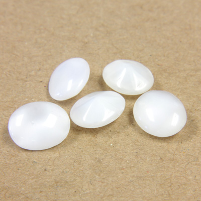 Glass Point Back Buff Top Stone Opaque Doublet - Oval 10x8MM WHITE MOONSTONE