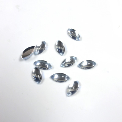 Plastic Flat Back Foiled Cabochon - Navette 08x4MM LT SAPPHIRE