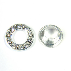 Czech Rhinestone GroMMet 2-part CRYSTAL-SILVER